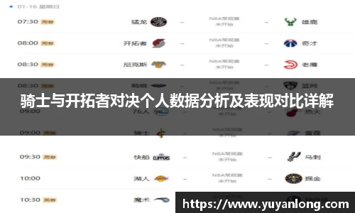 骑士与开拓者对决个人数据分析及表现对比详解