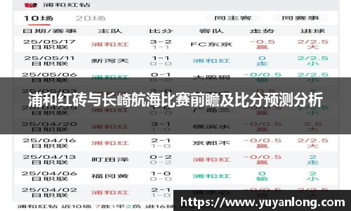 浦和红砖与长崎航海比赛前瞻及比分预测分析